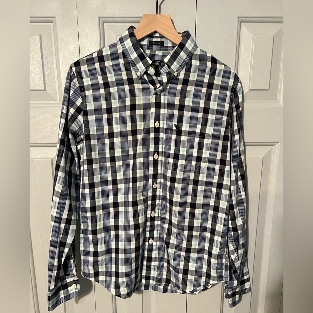 Abercrombie & Fitch Plaid Poplin Button-Down size Small in Muscle Fit